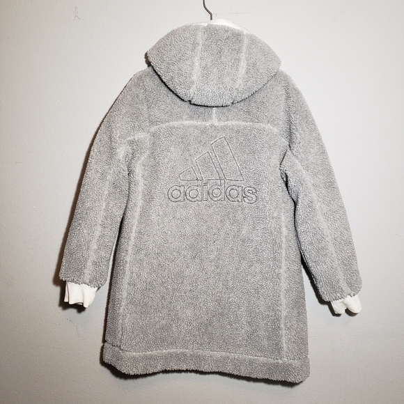 Adidas Originals Women's Reversible Sherpa Jacket White Gray Size small - Picture 9 of 15